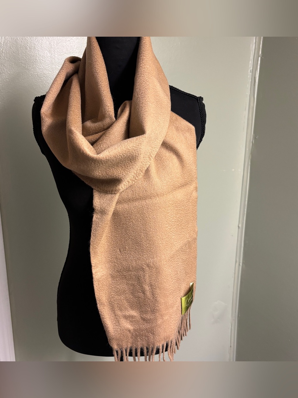 Coach Unisex Camel Cashmere Wool Scarf for both men and women NWT